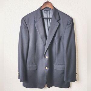 Brooks Brothers Brooksease Wool Blazer Sport Coat Gold Buttons Black 42R Mens